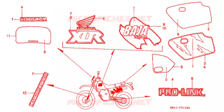 EMBLEMA/STRISCIA (3) (RM/R3M) Honda MOTO 250 XL 1991  XLR250R3M