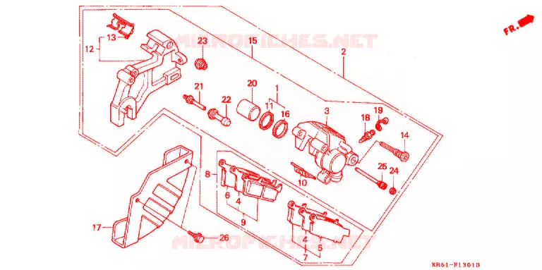 PINZA FRENO POSTERIORE (2) (RM/R3M/RN/R3N/RP/RR/R3R) Honda MOTO 250 XL 1994  XLR250R3R