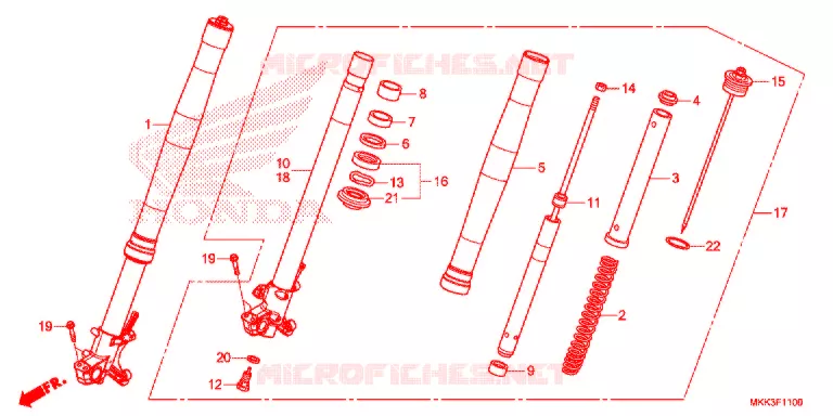 FORCELLA ANTERIORE Honda MOTO 1000 AFRICA-TWIN 2018  CRF1000DJ