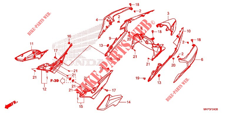COPERTURA LATO/RIPARO POSTERIORE per Honda CBR 500 R 2019 2019