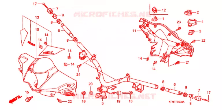 CONDOTTO MANIGLIA/COPERTURA MANIGLIA/INTERRUTTORE (4) Honda MOTO 125 WAVE 2008  ANF125MST8