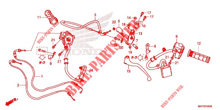 LEVA MANIGLIA/INTERRUTTORE/CAVO  per Honda CBR 500 R ABS 2021