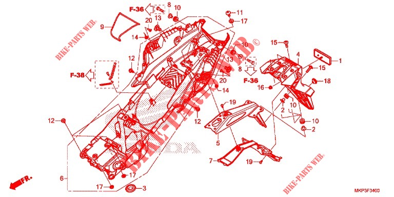 PARAFANGO POSTERIORE  per Honda CBR 500 R 2021