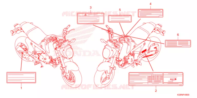 ETICHETTA CAUZIONE   Honda MOTO 125 GROM 2022  MSX125N