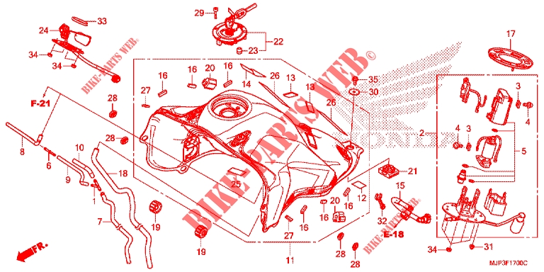 SERBATOIO COMBUSTIBILE/POMPA COMBUSTIBILE per Honda AFRICA TWIN 1000 ABS RED 2016