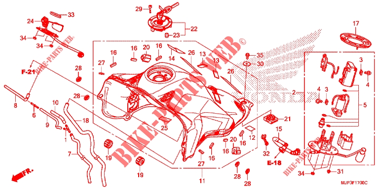 SERBATOIO COMBUSTIBILE/POMPA COMBUSTIBILE per Honda AFRICA TWIN 1000 ABS ROUGE 2016