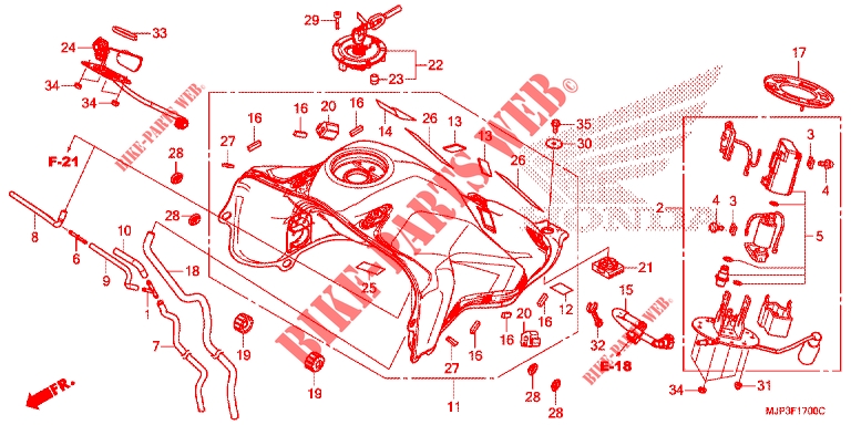 SERBATOIO CARBURANTE /POMPA COMBUSTIBILE per Honda AFRICA TWIN 1000 RED 2016