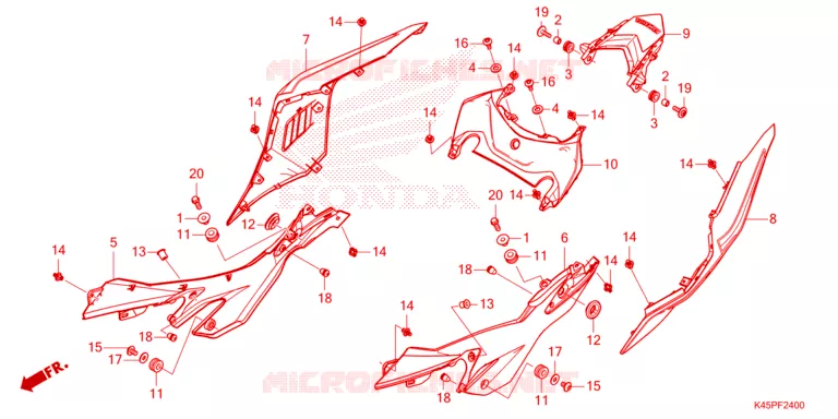 COPERTURA CENTRO/COPERTURA POSTERIORE Honda MOTO 150 CBR 2024  CBR150RAP_V