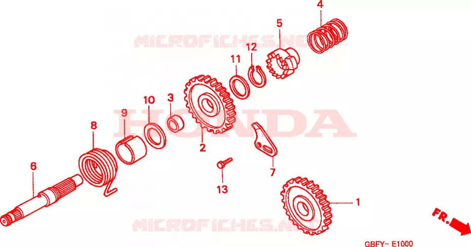 ASSE AVVIATORE A TIRO Honda MOTO 80 CR 2000  CR80RBY