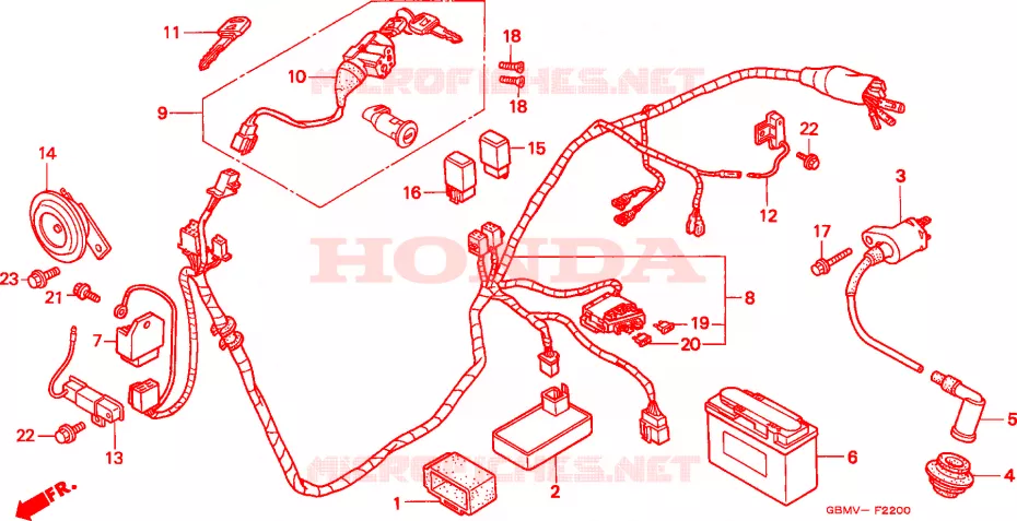 BARDATURA FILO/ RINCULO IGNIZIONE/BATTERIA Honda SCOOTER 50 SFX 1998  SFX50MMW