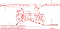 MARCHIO/STRISCIA(3) per Honda SCOOPY 50 TIPO DE PINTURA 2001