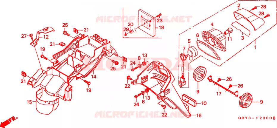 LUCE COMBINAZIONE POST./ PARAFANGO POSTERIORE Honda SCOOTER 50 SCOOPY 1996  SH50T