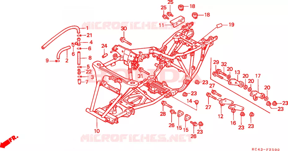 CORPO TELAIO Honda ATV 300 FOURTRAX 1990  TRX300L