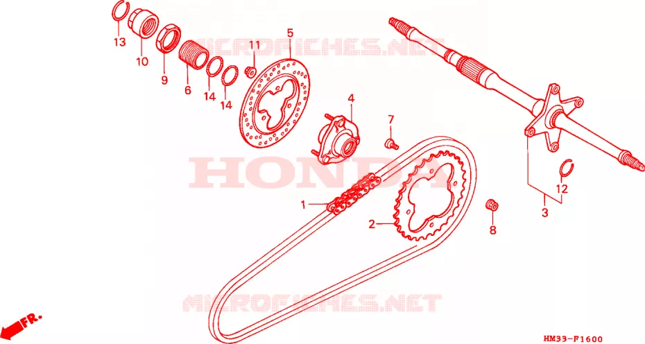 ASSALE RUOTA POSTERIORE/ CATENA AVVIAMENTO Honda ATV 300 FOURTRAX 1994  TRX300EXR