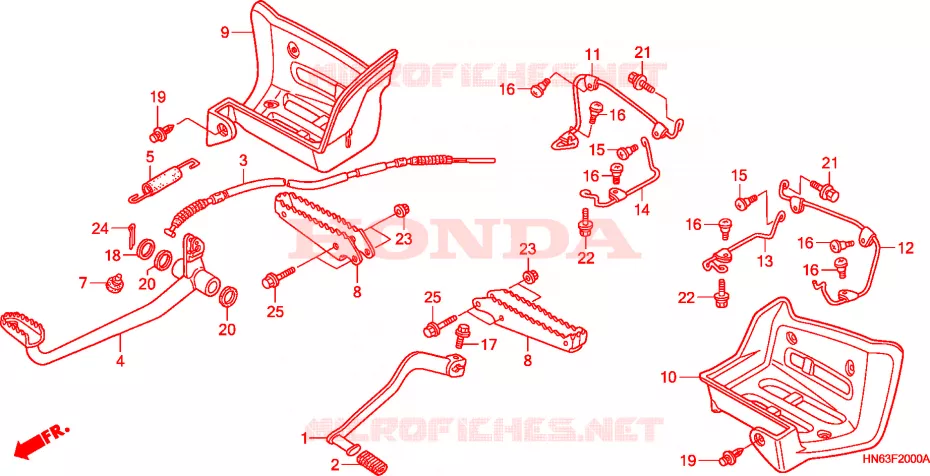 PEDALE/GRADINO/PARASPRUZZI (TRX250EX1/2/3/4/5) Honda ATV 250 FOURTRAX 2002  TRX250EX2