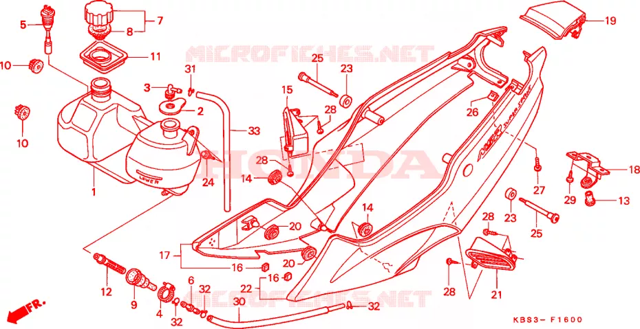 COPERTURA LATO/SERBATOIO OLIO Honda MOTO 125 NSR 2000  NSR125RY