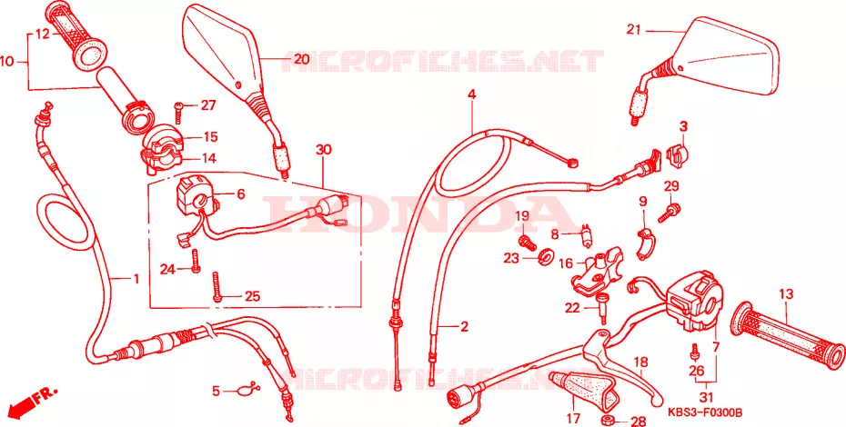 LEVA MANIGLIA/INTERRUTTORE/CAVO Honda MOTO 125 NSR 1996  NSR125RP