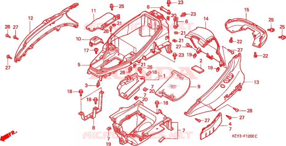 COPERTURA CORPO/SCATOLA BAGAGLI Honda SCOOTER 125 PANTHEON 2002  FES1252