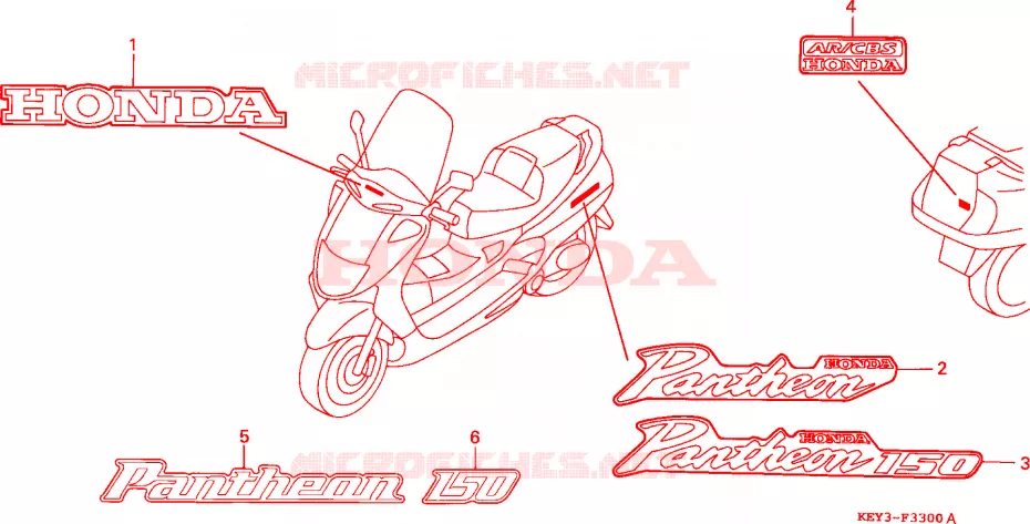 MARCHIO Honda SCOOTER 125 PANTHEON 2002  FES1252