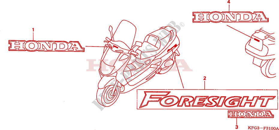 MARCHIO/EMBLEMA per Honda FORESIGHT 250 1998