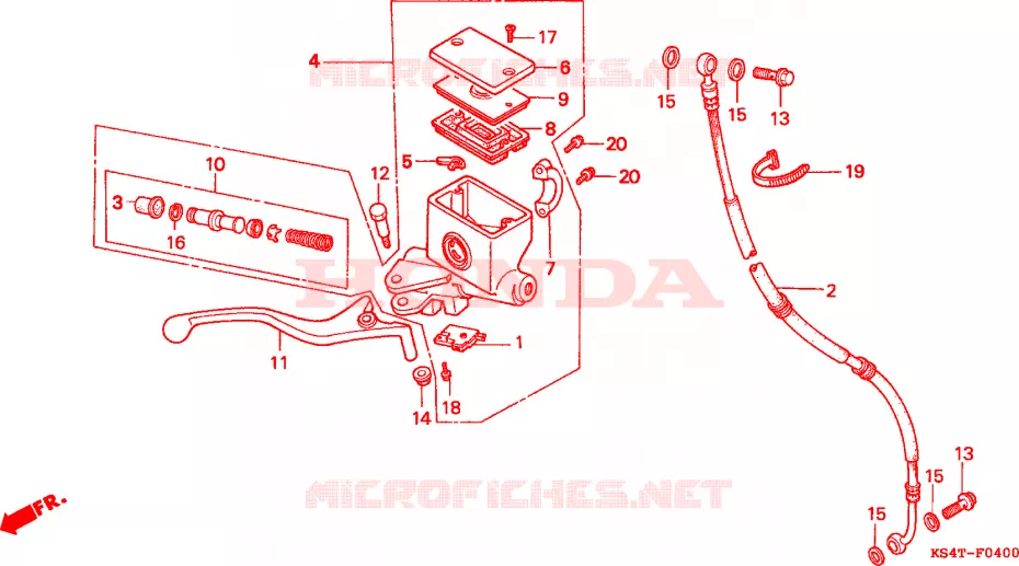 CILINDRO MAESTRO FRENO Honda SCOOTER 250 SPAZIO 1999  CN250X