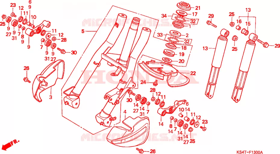 FORCELLA ANTERIORE Honda SCOOTER 250 SPAZIO 1997  CN250V