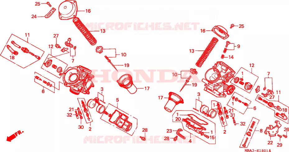 CARBURATORE (PARTI COMPONENTI) Honda MOTO 750 SHADOW 1998  VT750CW