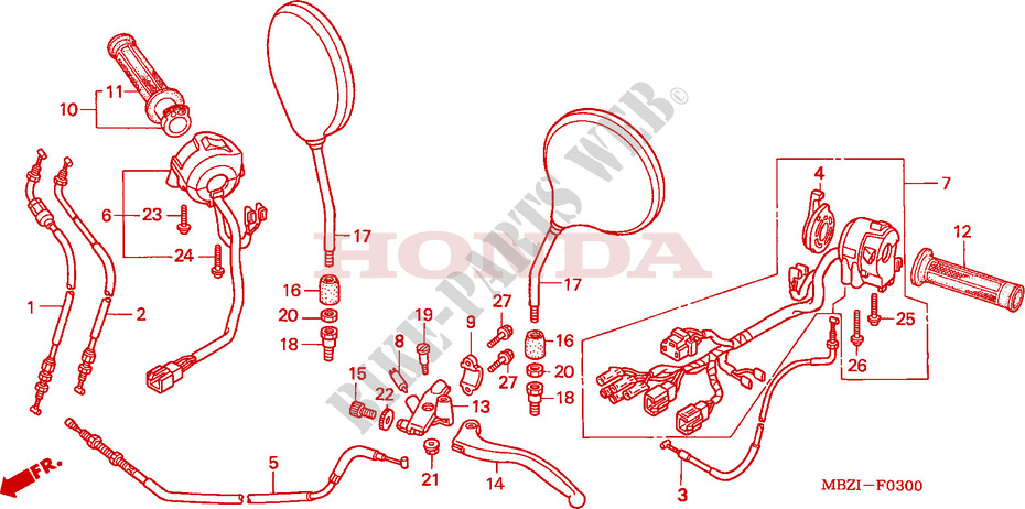 LEVA MANIGLIA/INTERRUTTORE/ CAVO(CB600F2) per Honda CB 600 F HORNET 2002