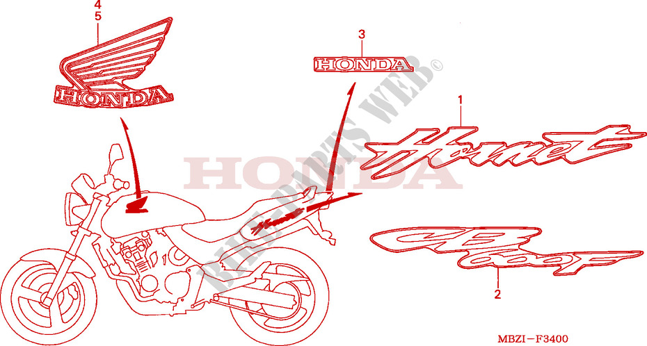 MARCHIO(CB600F2) per Honda CB 600 F HORNET 34HP 2002