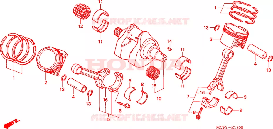 ALBERO A GOMITI/PISTONE Honda MOTO 1000 SP 2003  VTR1000SP3