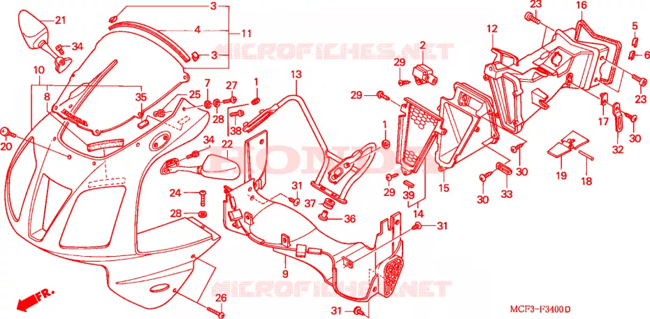 RIPARO SUPERIORE Honda MOTO 1000 SP 2000  VTR1000SPY