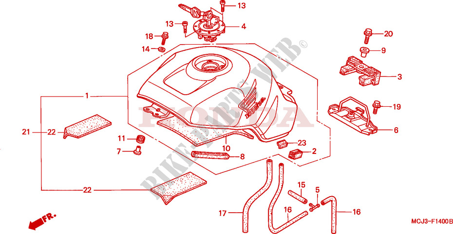 SERBATOIO COMBUSTIBILE (CBR900RRY,1/RE1) per Honda CBR 929 RR FIREBLADE 2000