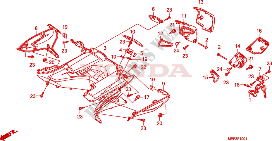 SCATOLA INTERNA(FJS400D9/FJS400A) per Honda SILVER WING 400 2009