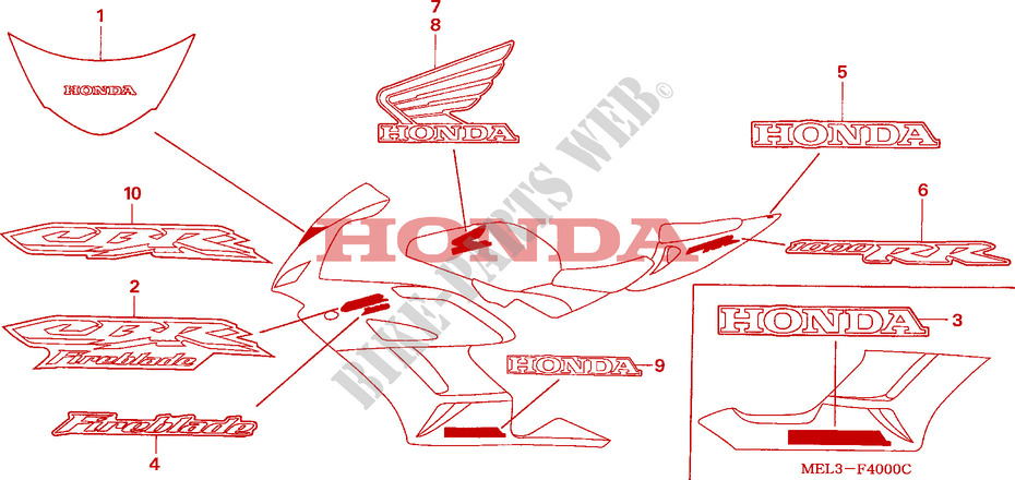 STRISCIA/MARCHIO(1) per Honda CBR 1000 RR FIREBLADE 2004