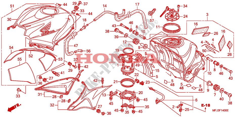 SERBATOIO COMBUSTIBILE per Honda CBR 600 RR ALARANJADO CINZA 2011
