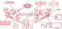 ETICHETTA CAUZIONE(2) per Honda CBR 1000 RR FIREBLADE ABS NOIRE 2011