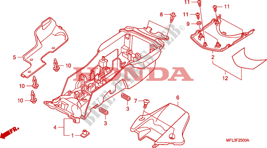 PARAFANGO POSTERIORE per Honda CBR 1000 RR FIREBLADE PRETO 2010