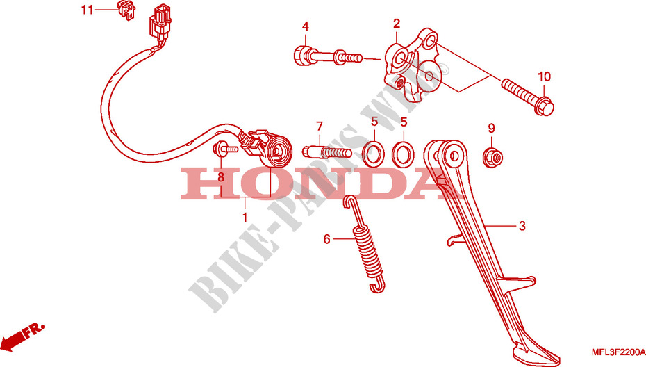 PIEDE D'APPOGGIO per Honda CBR 1000 RR FIREBLADE ABS NOIRE 2011