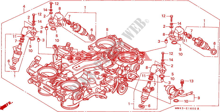 CORPO VALVOLA IMMISSIONE(ASS.) per Honda RC45 RVF 750 1994