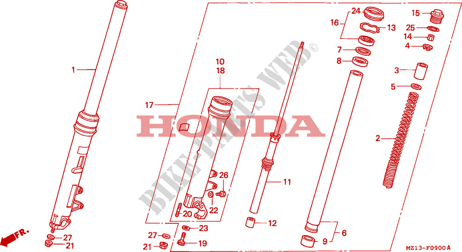 FORCELLA ANTERIORE per Honda BIG ONE 1000 50HP 1994