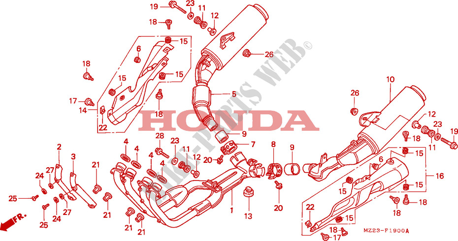 SMORZATORE SCARICO per Honda CBR 1000 DUAL CBS 1995