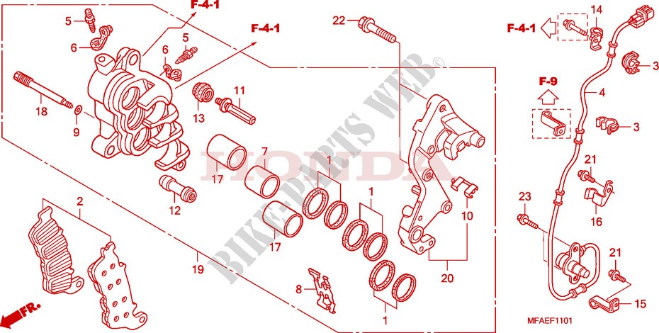 CALIBRO FRENO ANTERIORE D. (CBF1000A/T/S) per Honda CBF 1000 ABS 2010