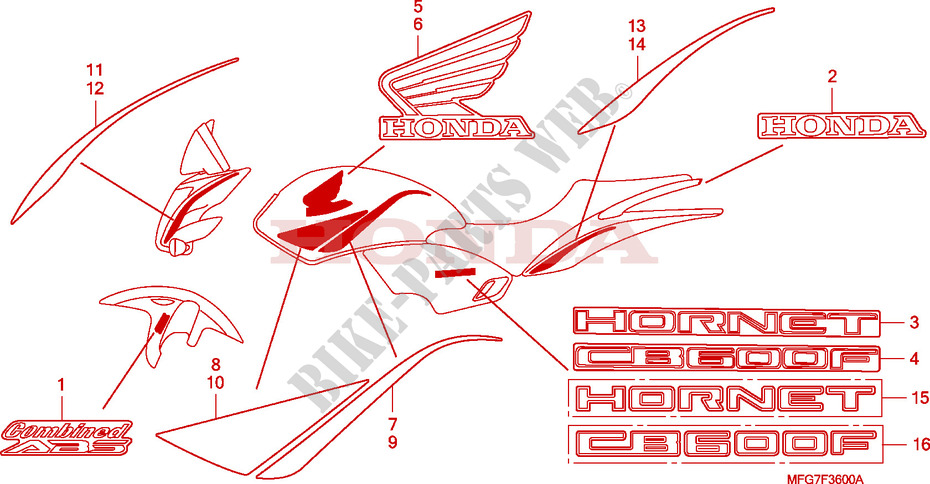 MARCHIO per Honda CB 600 F HORNET ABS STRIPE 2009