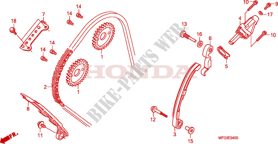 CATENA CAMMA/TENSIONE per Honda CB 600 F HORNET RAYURES 2010