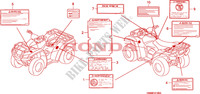 ETICHETTA CAUZIONE per Honda FOURTRAX 680 RINCON 2010 2010