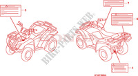 ETICHETTA CAUZIONE per Honda FOURTRAX 420 RANCHER 4X4 Manual Shift 2008