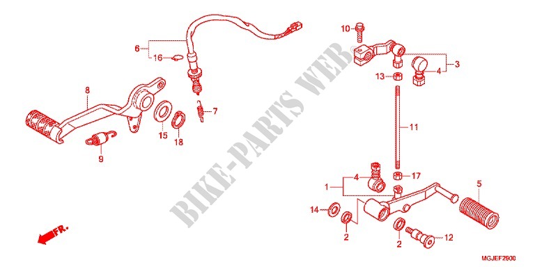 SOSTEGNO PRINCIPALE/PEDALE FRENO per Honda CBF 1000 F ABS TS 2012