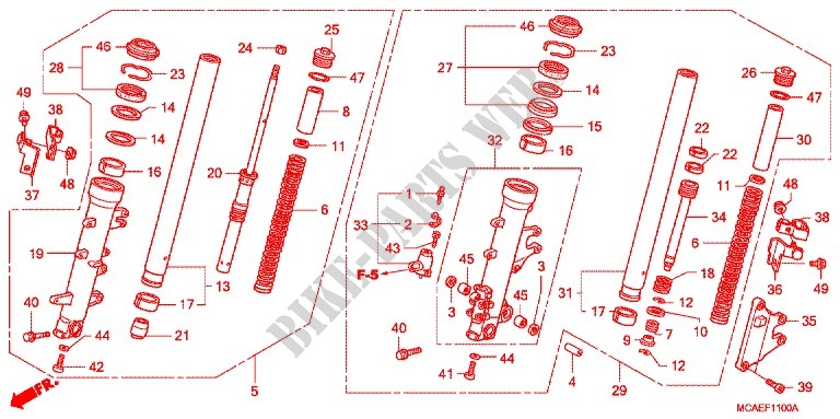 FORCELLA ANTERIORE per Honda GL 1800 GOLD WING ABS AIRBAG 2012