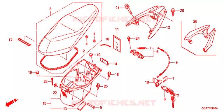 SEDILE/SCATOLA BAGAGLI Honda SCOOTER 50 VISION 2012  NSC50WHC