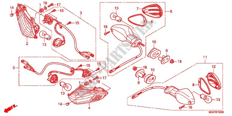 FRECCIA(2) per Honda CBR 1000 RR RED 2012